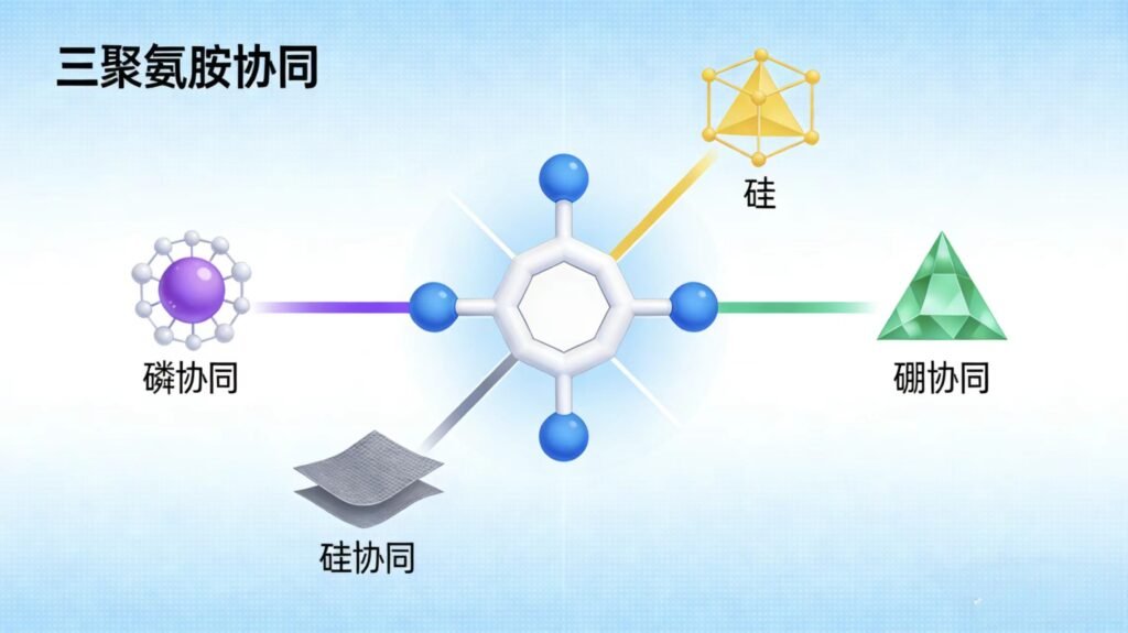 三聚氰胺基协同阻燃体系发展示意图